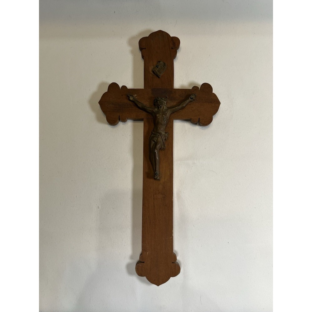 VNG Wooden And Brass Jesus Cross 12" Religious Figure